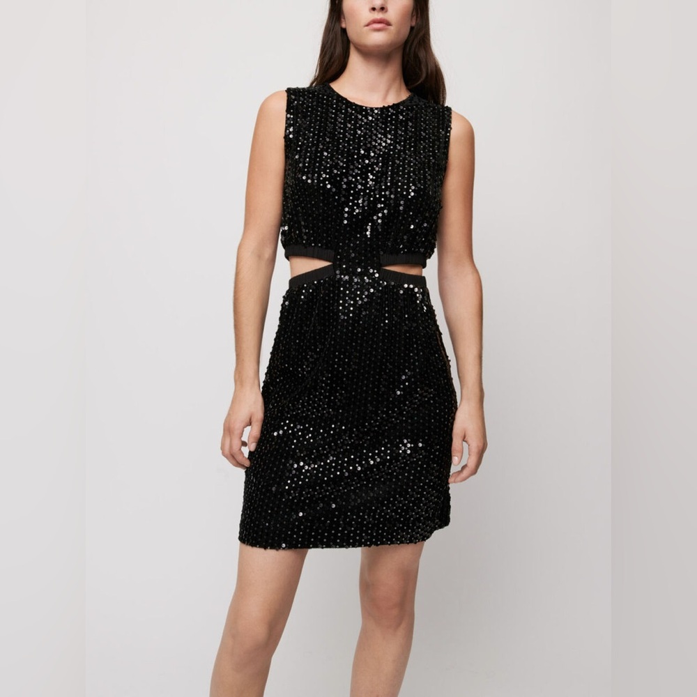 NWT*Maje Sequin Velvet Dress Black - size 38/M